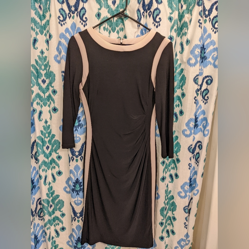 Black and cream long sleeved dress